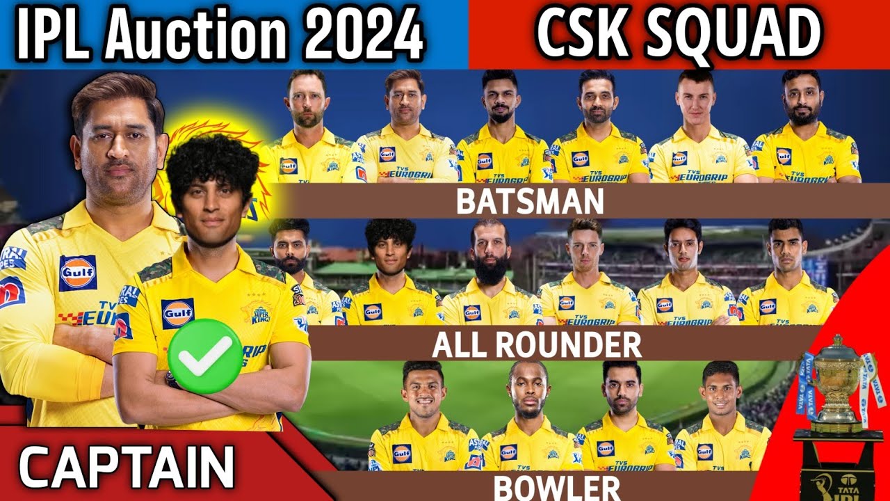 चेन्नई सुपर किंग्स IPL 2024 का स्क्वाड | CSK 2024 IPL TEAM ? चेन्नई सुपर किंग्स IPL 2024 Playing 11 |